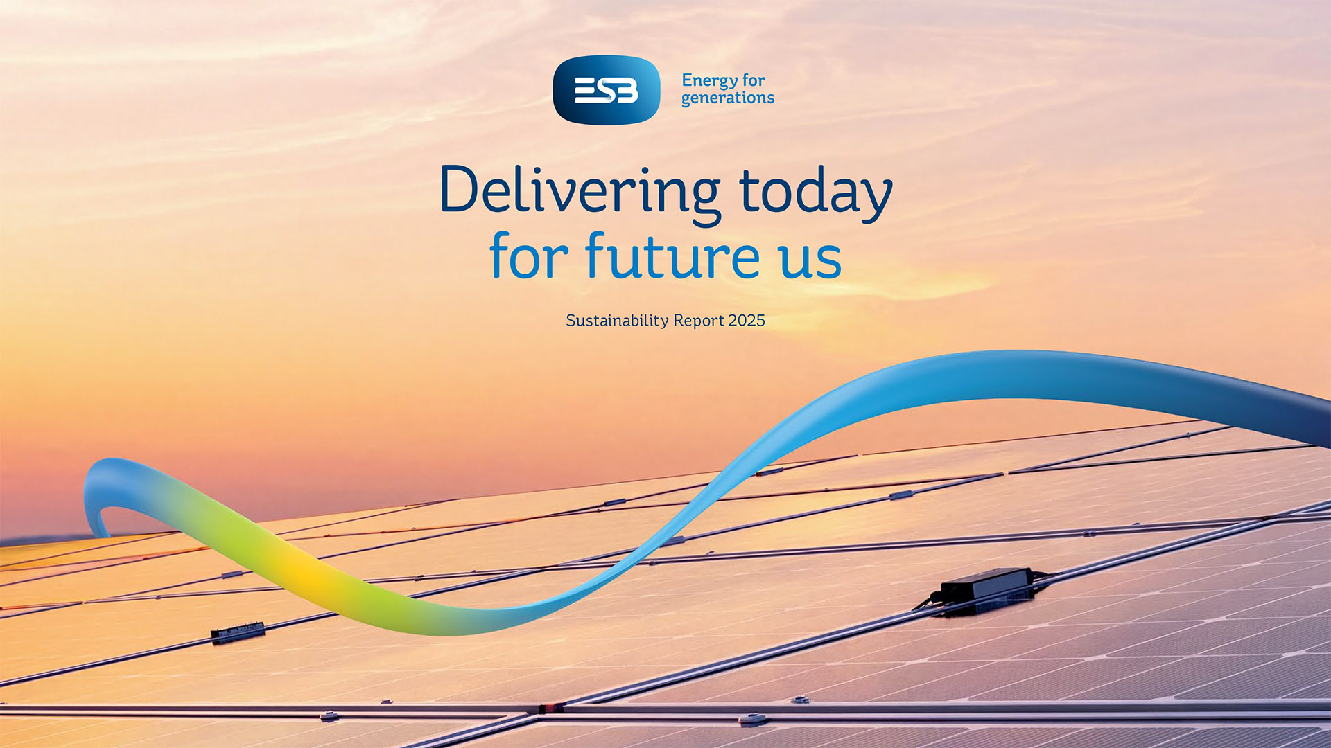 Cover of ESB Sustainability Report, title 'Delivering Today - for Future Us'