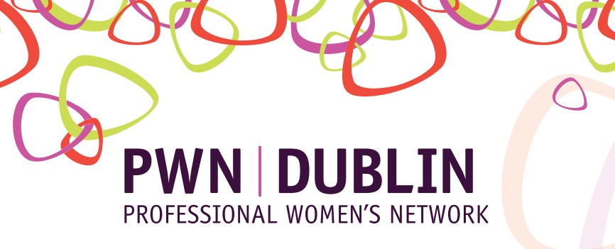 Logo for PWN Dublin with purple and green loops