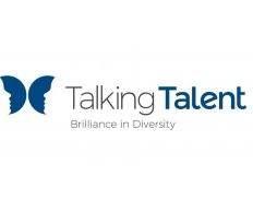 Logo for Talking Talent Brilliance in Diversity with drawing of butterfly beside the words Talking Talent