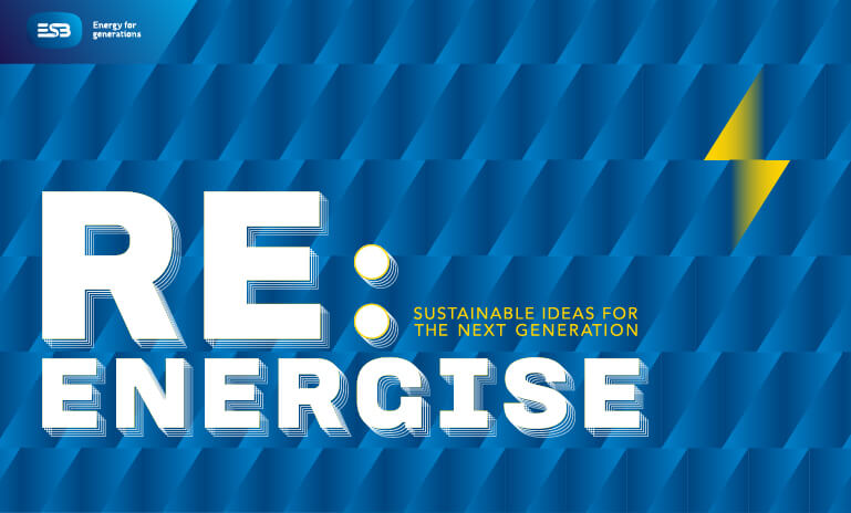 Banner with blue and green lighting with the words Re:Energise