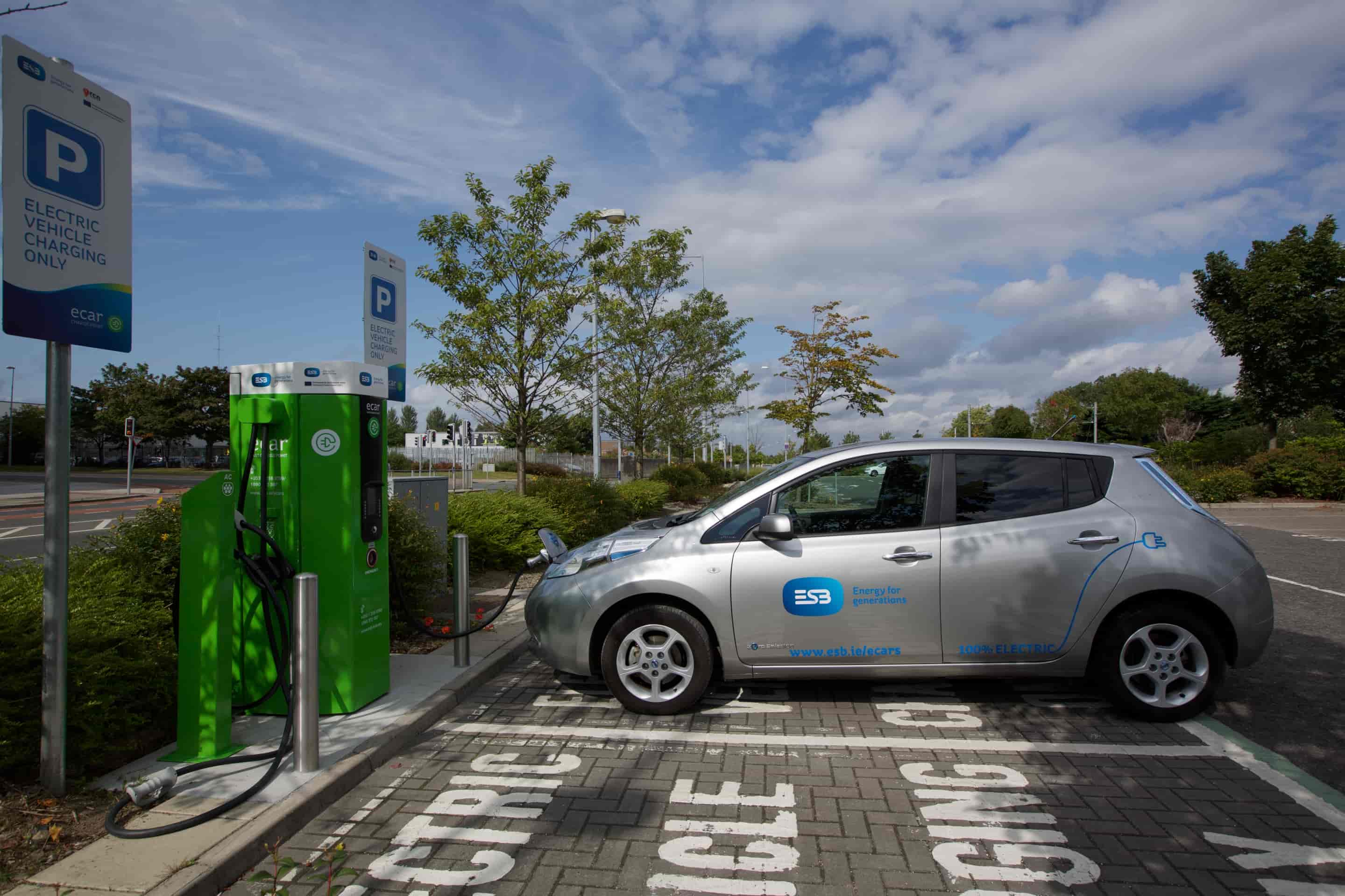 ecar parked charging