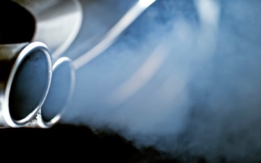 closeup of car exhaust pipe