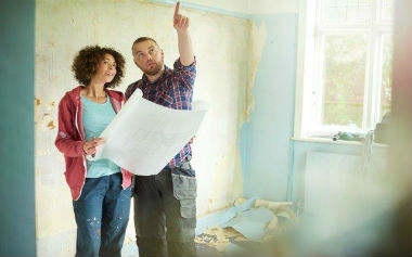 couple renovating a house