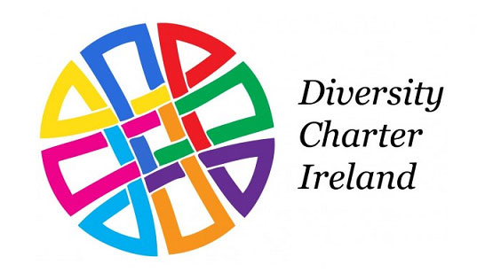 Diversity Charter Ireland Accreditation Mark with a coloured wheel logo