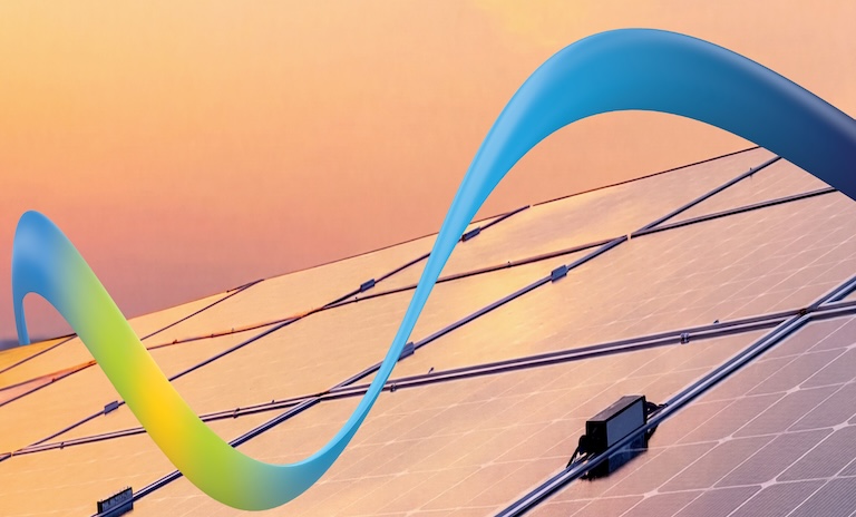 Solar panels at sunrise